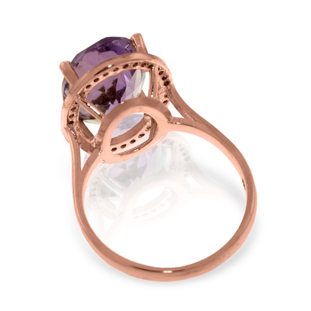 GOLD RING WITH NATURAL DIAMONDS & AMETHYST - Picture 3 of 5